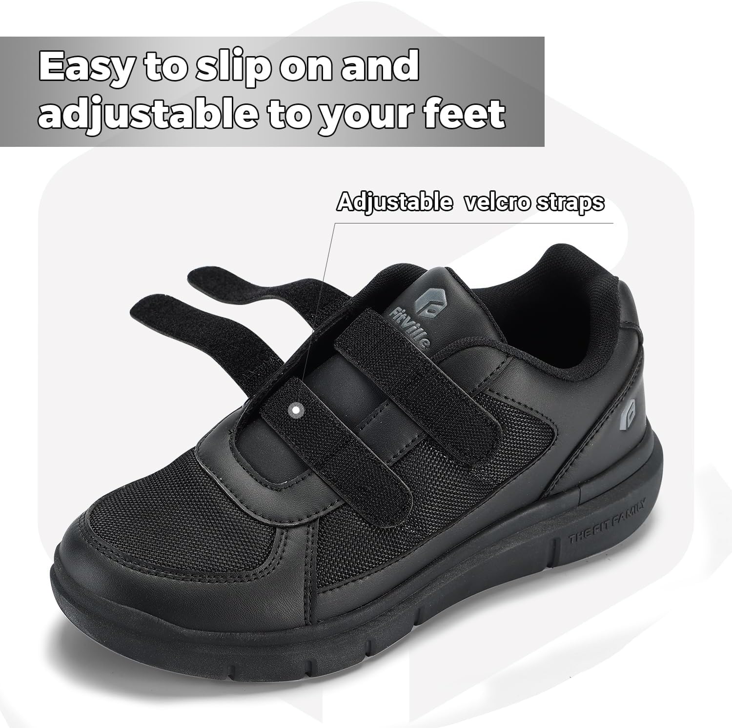 FitVille Zapatos para diabéticos para hombre extra ancho, zapatos diabéticos para hombre para neuropatía, pies hinchados, alivio del dolor con cierre