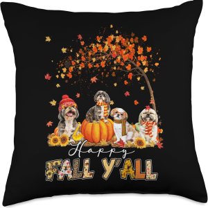 Shih Tzu Dog Happy Fall Y’all Autumn Gift Dog Tee Shih Tzu Dog – Cojín de Acción de Gracias, diseño de calabaza, camión, otoño, 18 x 18 pulgadas, Shih Tzu Dog Happy Fall Y’all Autumn Gift Dog Tee Shih Tzu Dog – Cojín de Acción de Gracias, diseño de calabaza, camión, otoño, 18 x 18 pulgadas,