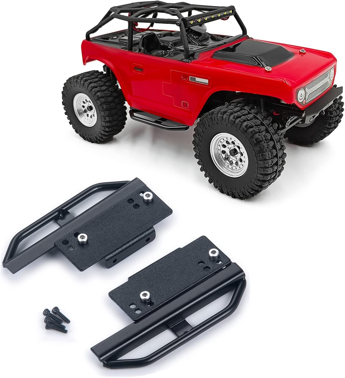 RCLIONS Metal Pedal Junta lateral Rock Sliders para Axial SCX24 Deadbolt JLU CRC Bronco Gladiator 124th RC Crawler Car