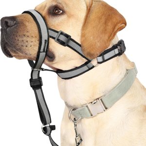 BARKLESS Collar reflectante para la cabeza, collar antitirones para perros grandes, correa de bozal antitirones para razas de tamaño extra grande, BARKLESS Collar reflectante para la cabeza, collar antitirones para perros grandes, correa de bozal antitirones para razas de tamaño extra grande,