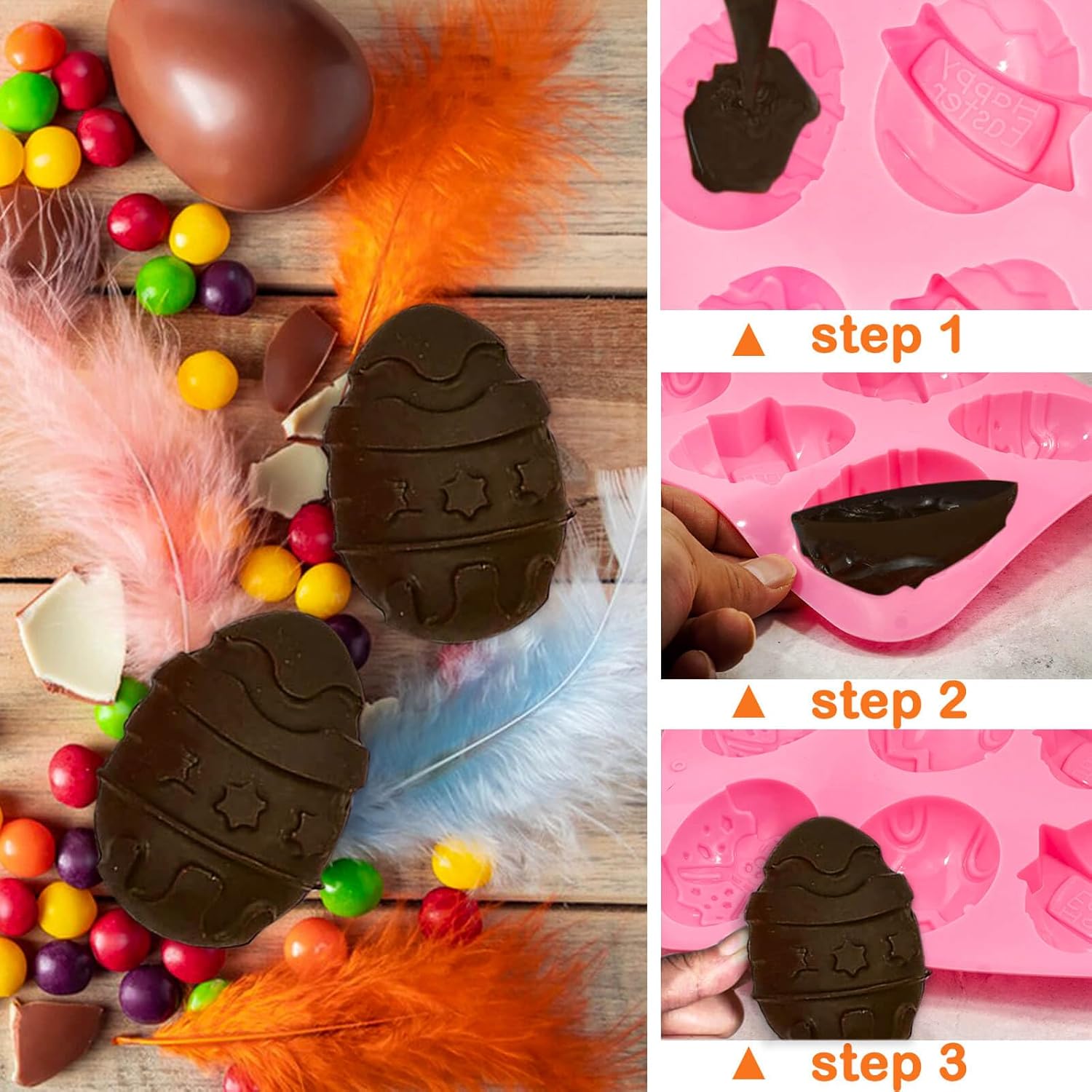 Moldes de silicona de Pascua para hornear, moldes de silicona de Pascua para pudín hechos a mano, jabones de chocolate, gelatinas, cubitos de hielo