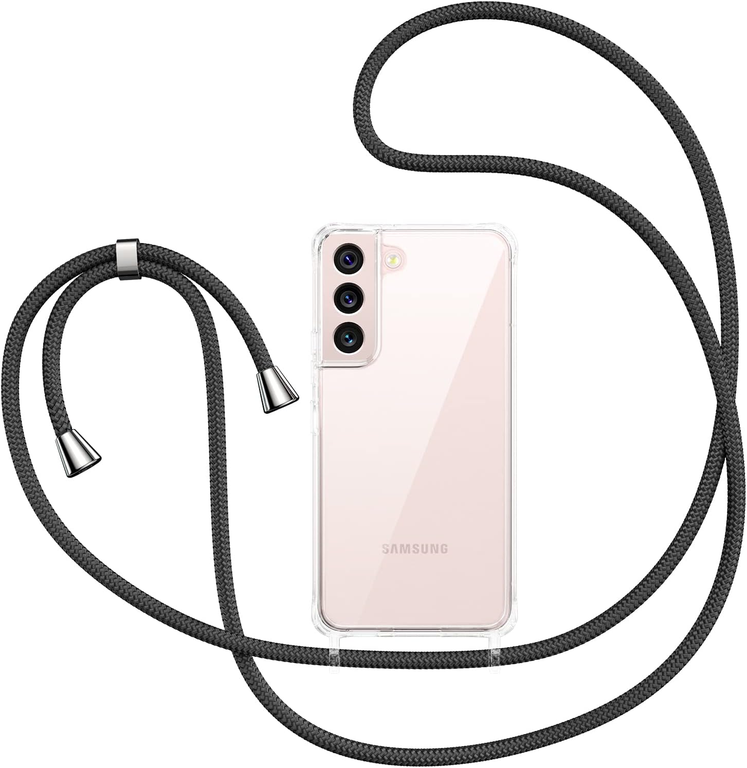 ZTOFERA Funda transparente para Samsung Galaxy S22 Plus 5G con correa ajustable para el cuello, suave y delgada, TPU a prueba de golpes, funda