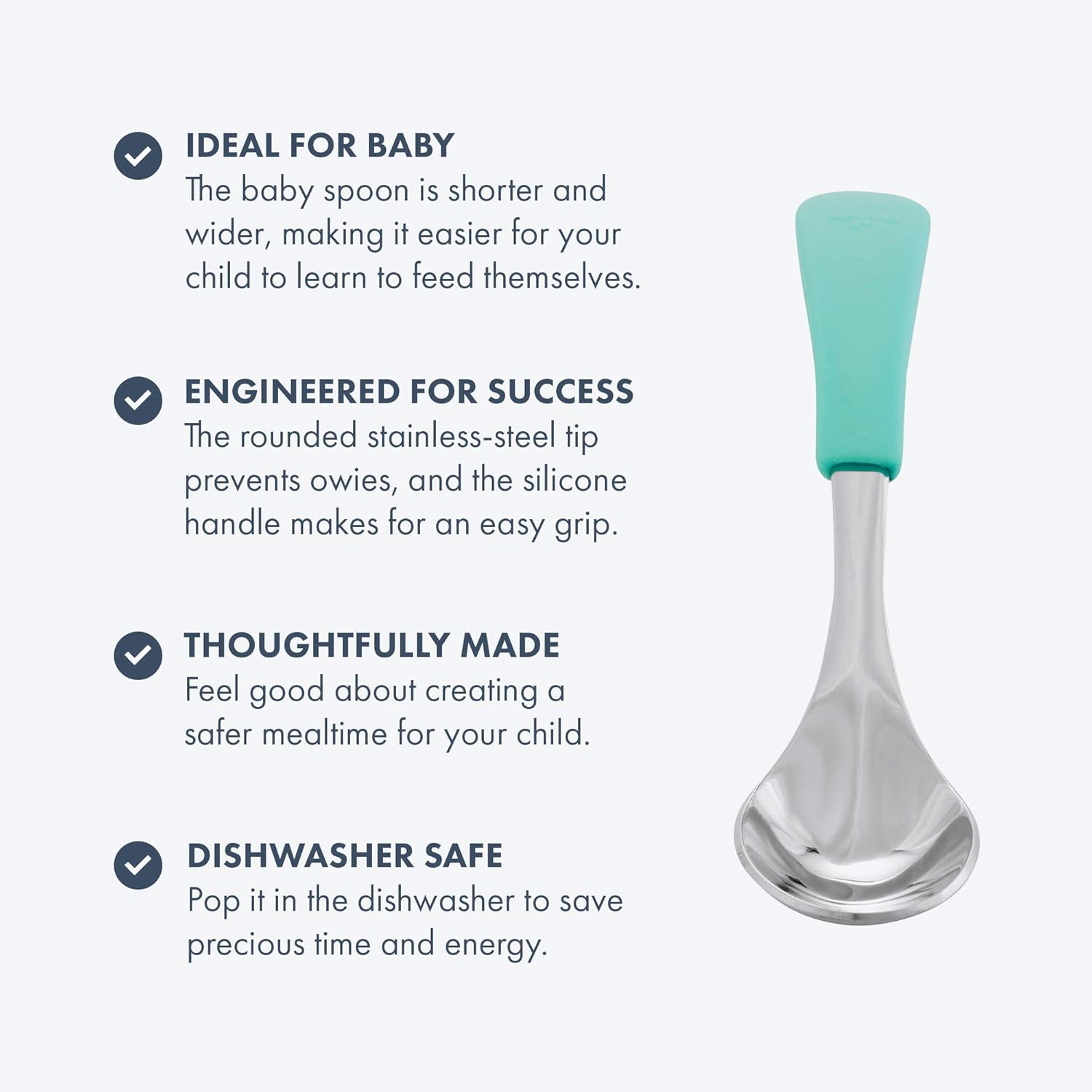 Avanchy Juego de tenedores para bebés, utensilios de acero inoxidable y silicona, cubiertos de destete LED para bebés, cubiertos de cubiertos para