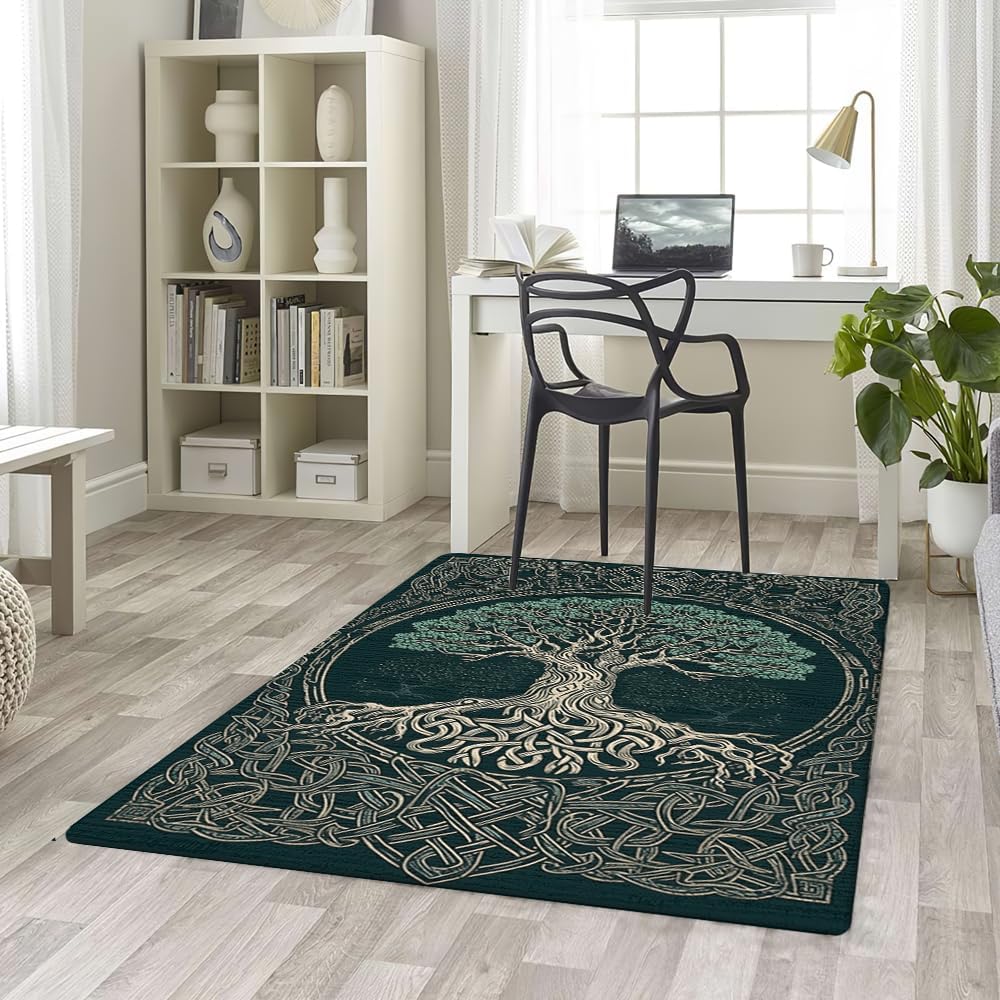 Alfombra celta – Alfombra de árbol de la vida, alfombras celtas suaves para sala de estar, alfombra celta, alfombra única, alfombra moderna de