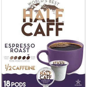 World’s Best Half Caff Café tostado expreso de 18 quilates, cápsulas de café de tostado oscuro reciclables producidas por energía solar, 100% café World’s Best Half Caff Café tostado expreso de 18 quilates, cápsulas de café de tostado oscuro reciclables producidas por energía solar, 100% café