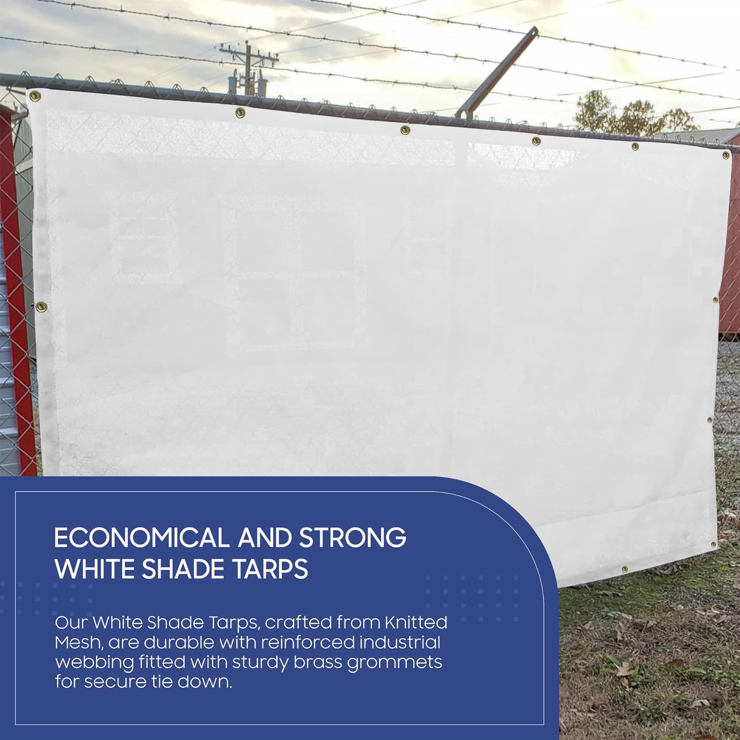 Tarps Now – Lonas de malla de tela, (10 x 10 pies) – Cubierta protectora de punto resistente con ojales – Trampa para sombra del 75% para patio,