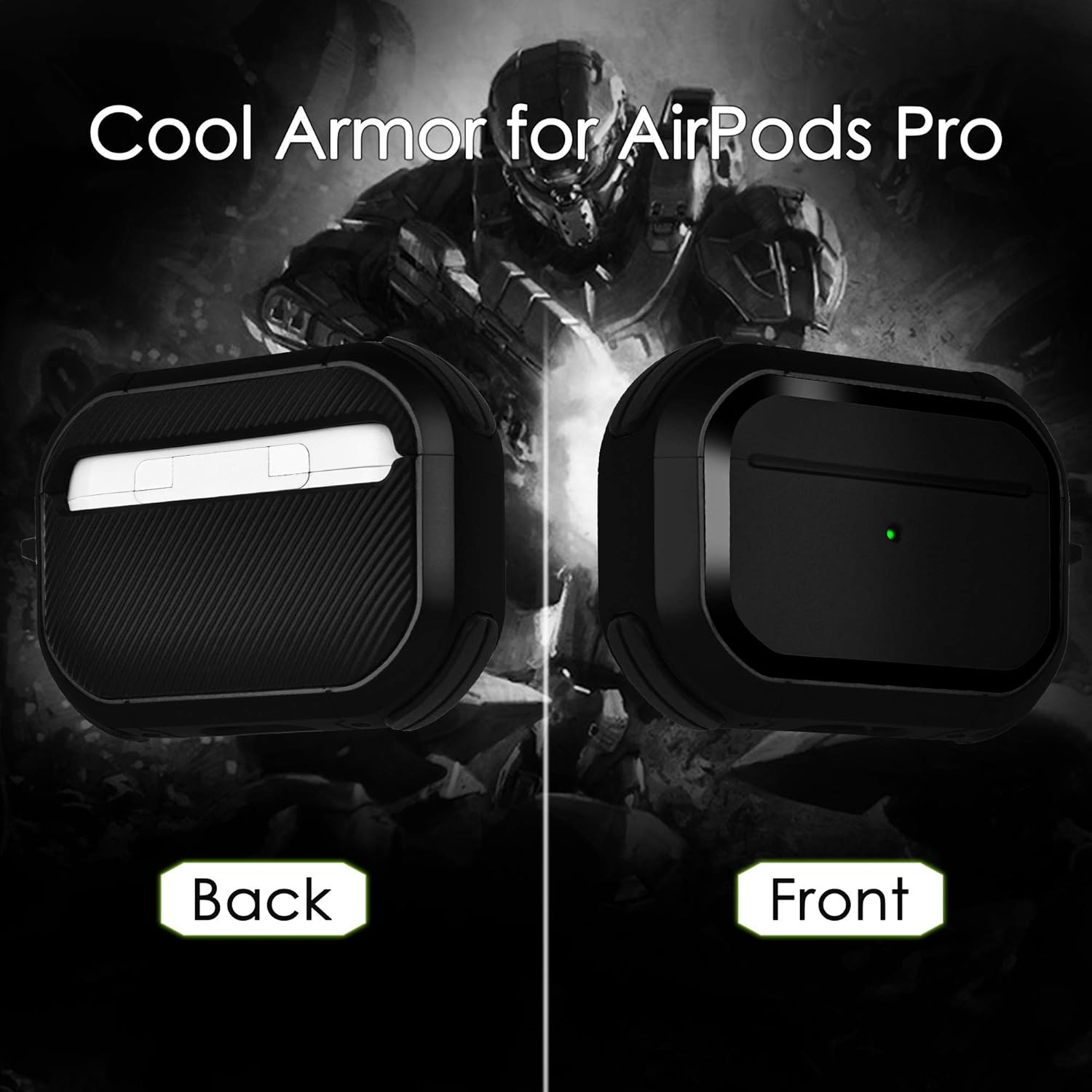 CAGOS Funda para Airpods Pro, funda rígida para iPod Pro que absorbe los golpes con llavero de metal, accesorios compatibles con Apple Airpod Pro de