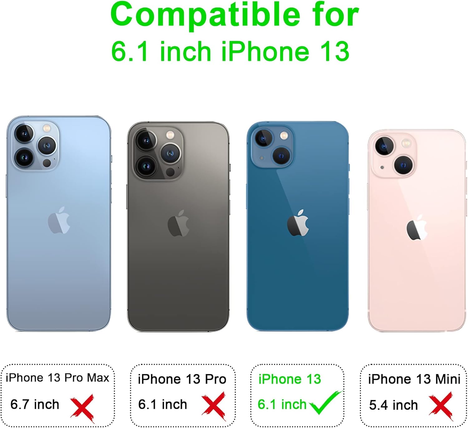 Arae Funda compatible con iPhone 13 con tarjetero y correa para la muñeca para iPhone 13 de 6.1 pulgadas, color azul