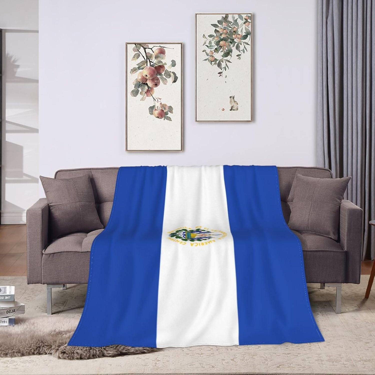 Manta de franela con diseño de bandera de El Salvador, suave y afelpada, acogedora manta de franela para sofá, cálida y decorativa