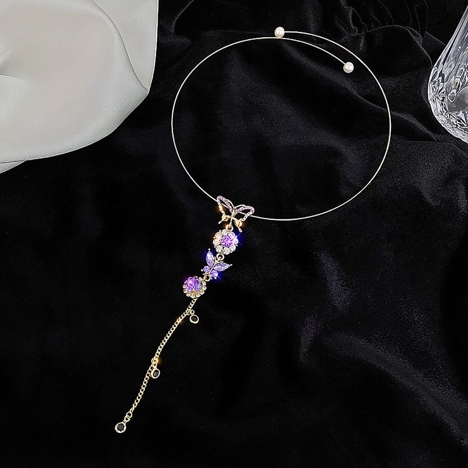 Necklaces for Teen Girls Trendy Girls Diamond Pearl Open Present Tassel Necklace Pendant Rose Pendant Necklace