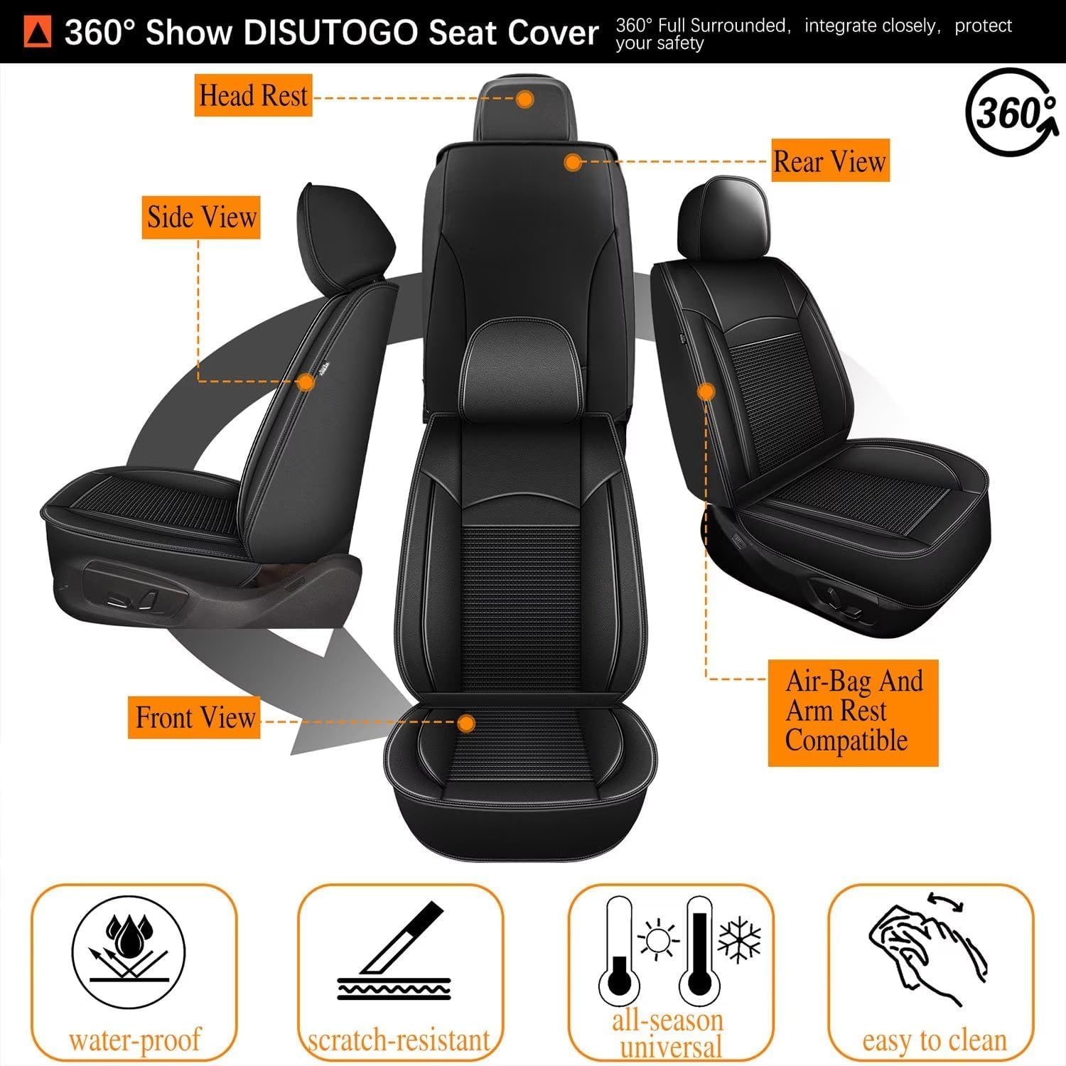 2 fundas de asiento delantero de automóvil para Mazda CX30 2020-2024, de piel de seda de hielo, transpirable, impermeable, compatible con bolsa de