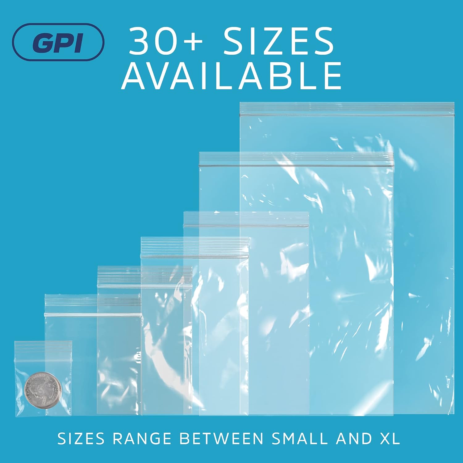 GPI – Paquete de 100 bolsas de plástico transparente con cierre de cremallera de 13 x 13 pulgadas, grandes bolsas de polietileno de 2 mil de grosor,