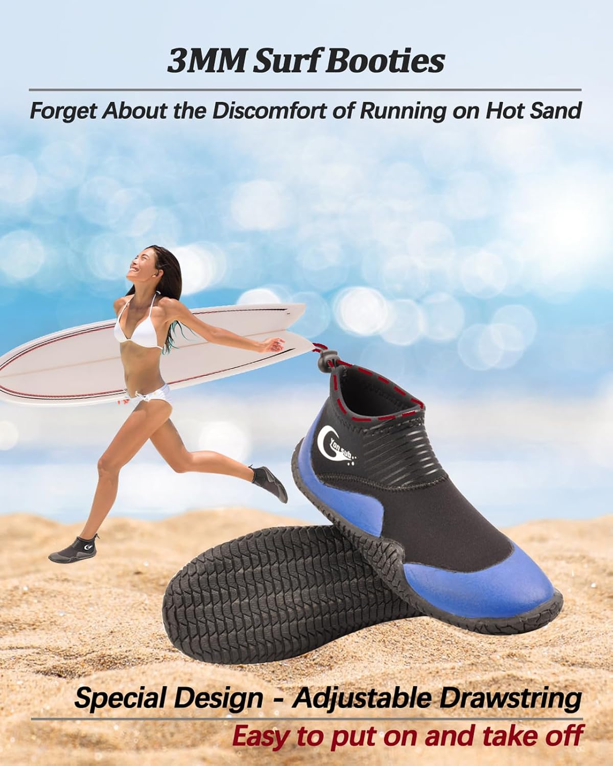 Botas de buceo de neopreno, botas de buceo, surf, para hombres y mujeres, 0.118 in, botas de vela con suela de goma antideslizante de alta calidad