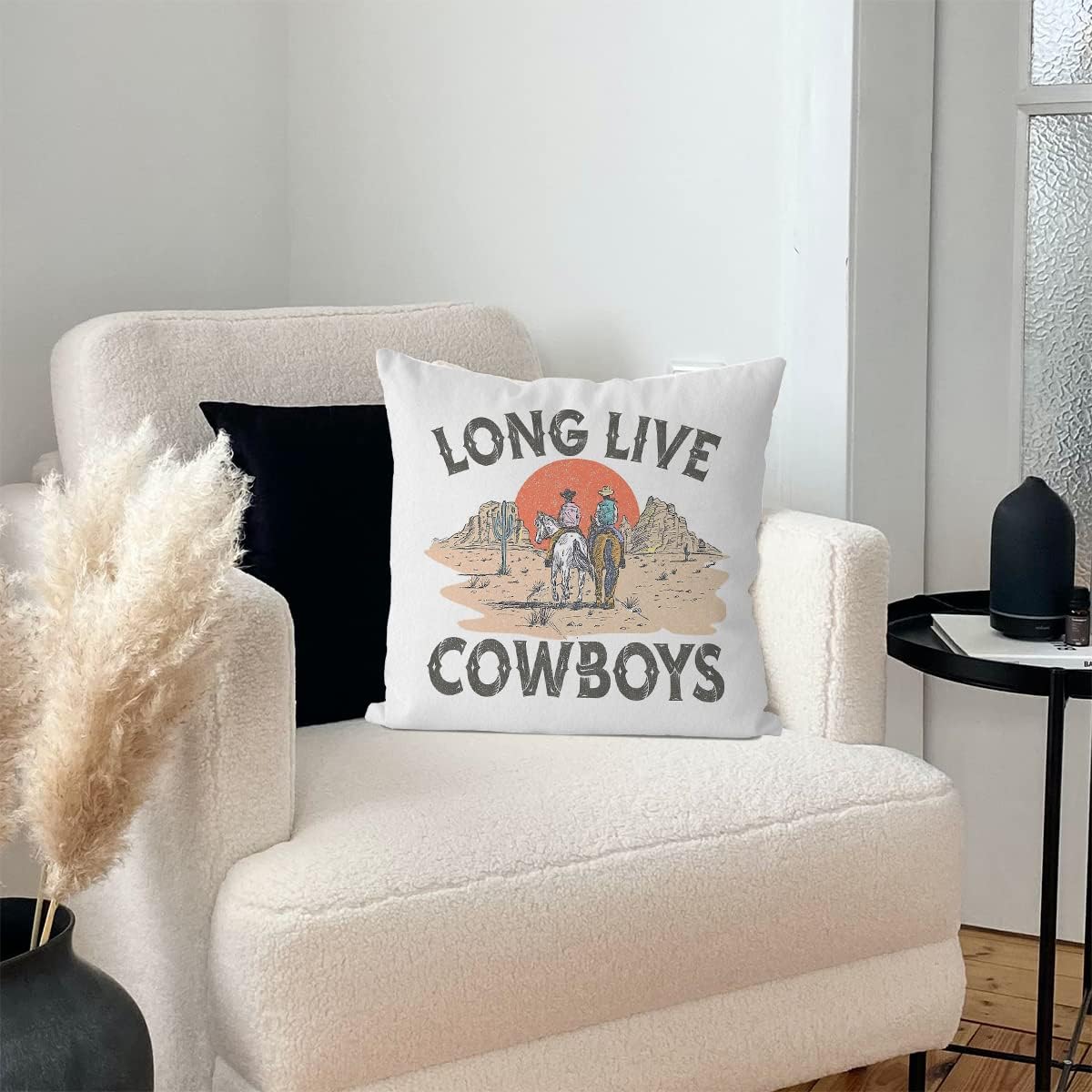 Funda de almohada retro de estilo bohemio occidental de larga vida de vaquero, 18 x 18 pulgadas, funda de almohada retro de vaquero occidental para