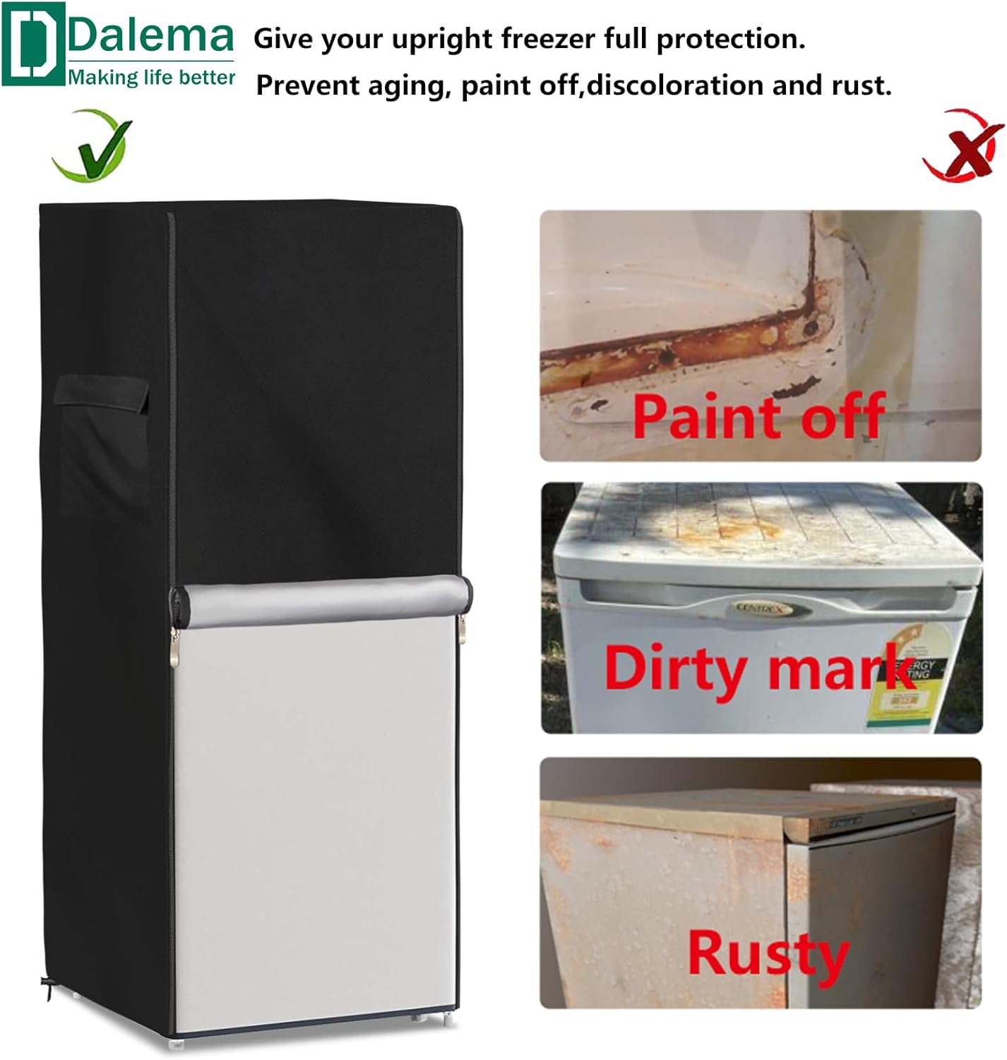 Funda para refrigerador para exteriores, 600D, resistente, 100% impermeable, cubierta vertical para congelador, fundas exteriores para refrigerador.