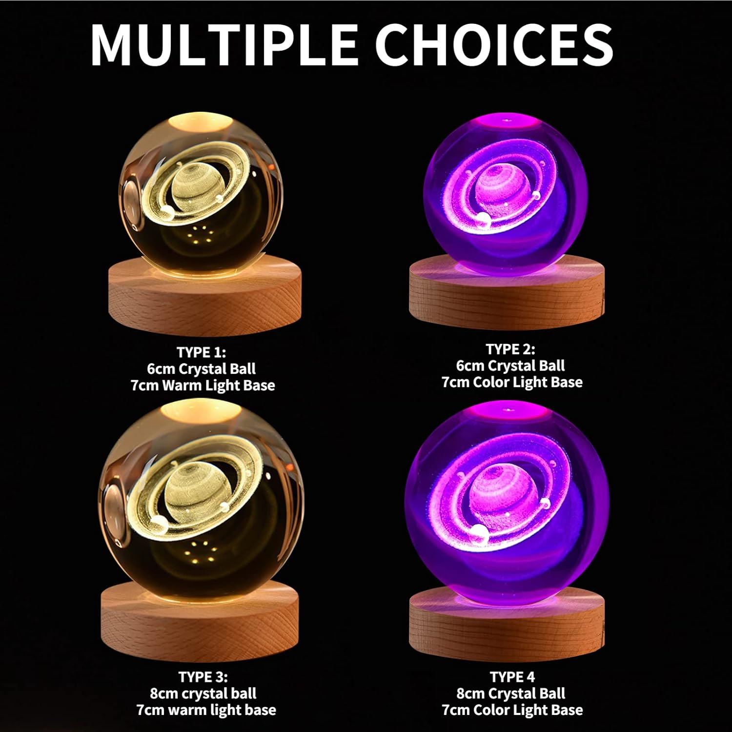 WXCGX Bola de cristal, bola de cristal con base LED, bola de cristal de galaxia 3D, luz nocturna de bola de cristal transparente para ella, regalo