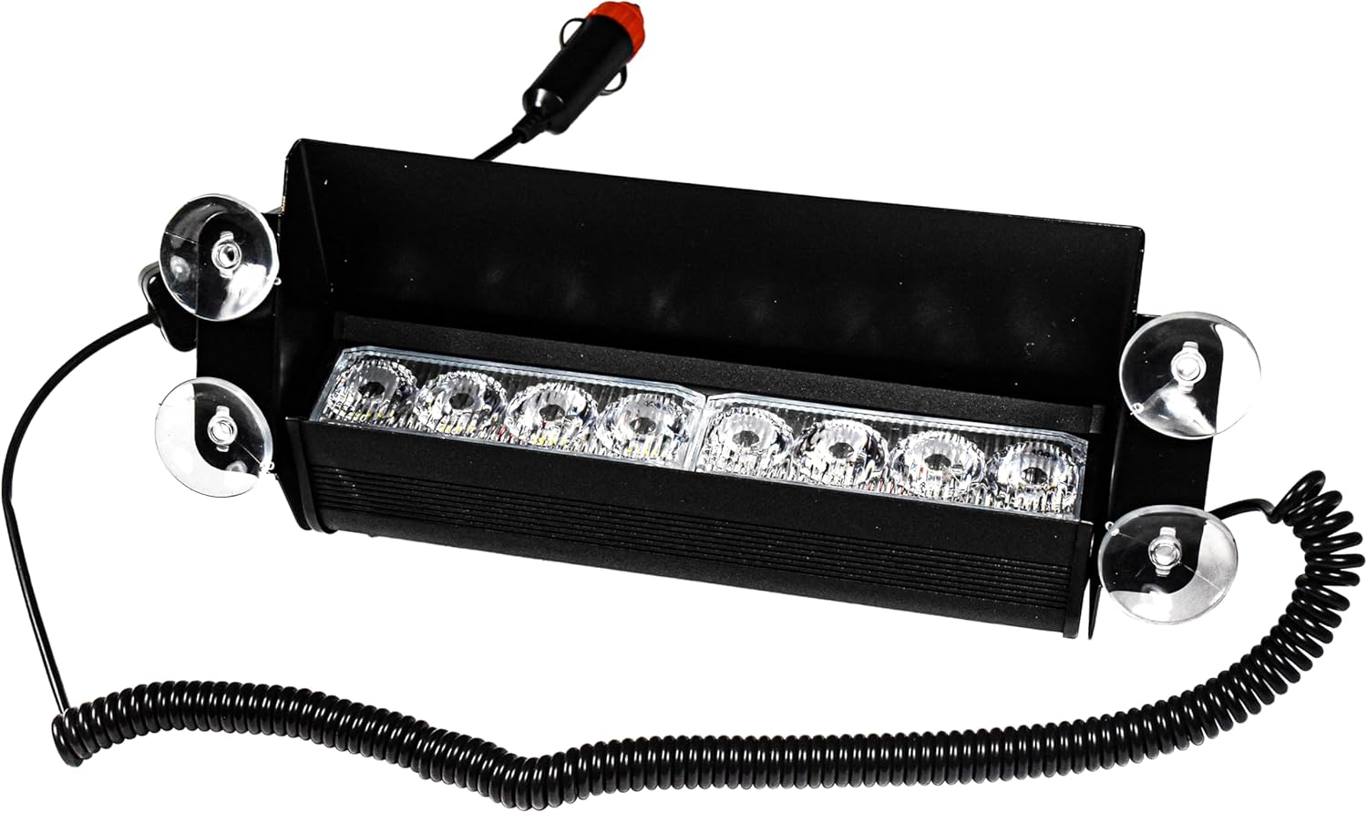 HQRP 8-LED CocheCamión Visera Tablero de Emergencia Estroboscópica Luz BlancaÁmbar Lámpara Bar
