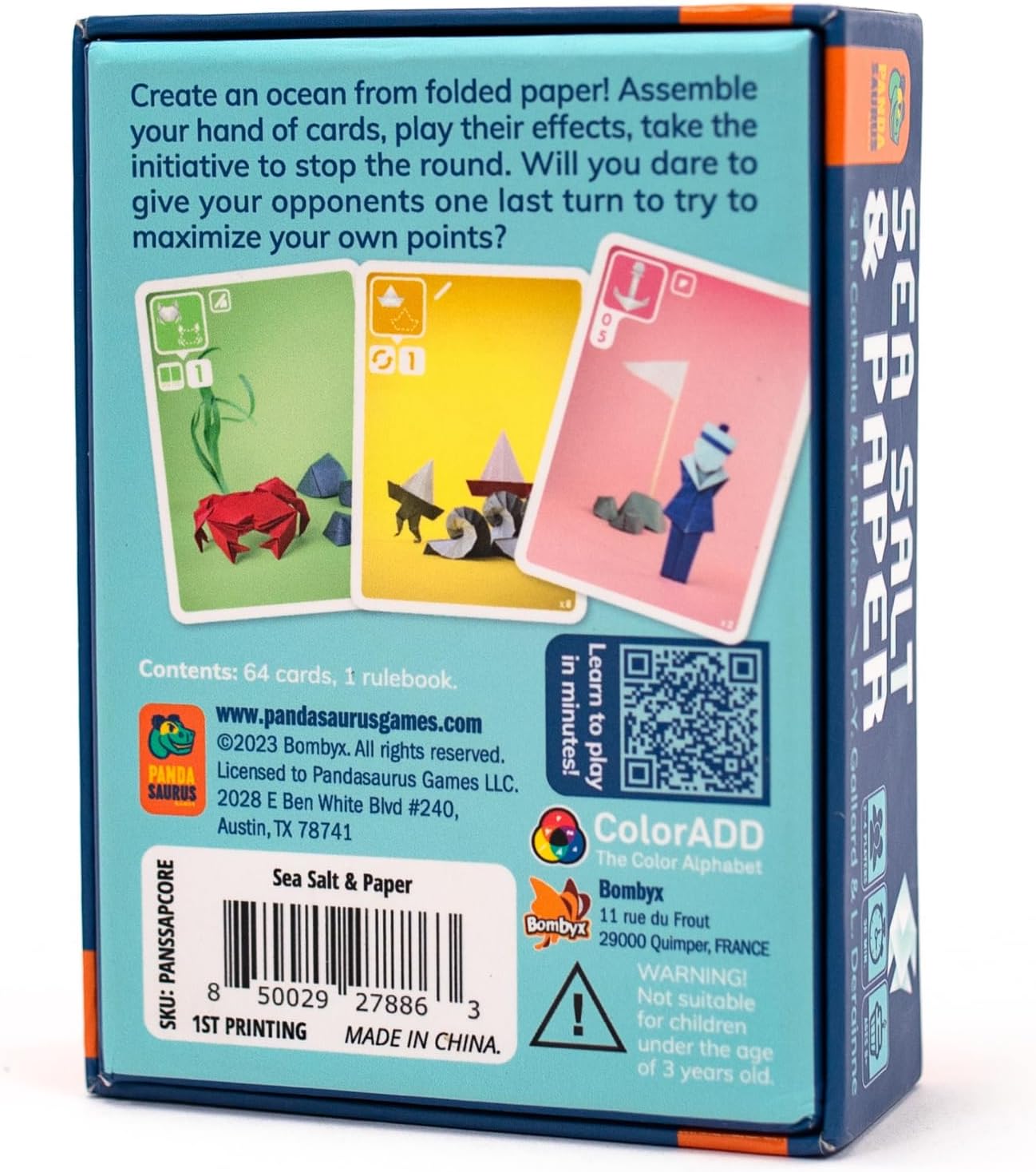 Pandasaurus Games Juego de cartas de sal marina y papel, juego de estrategia con temática oceánica, ritmo rápido y táctico, divertido juego familiar