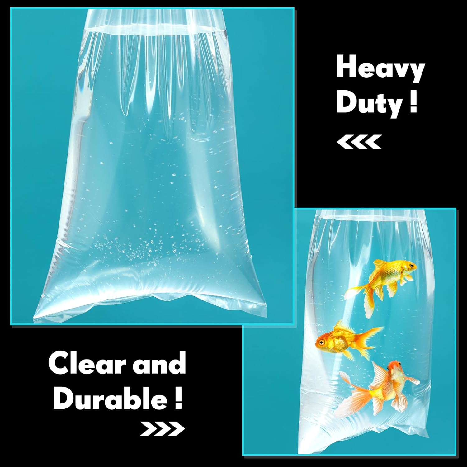Paquete de 200 bolsas de pescado, bolsas de transporte de pescado, bolsas de plástico transparentes para peces vivos, embalaje y transporte, bolsas