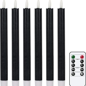 GenSwin Velas cónicas negras sin llama parpadeantes con control remoto de 10 teclas, funciona con pilas, velas LED cálidas con mecha 3D para GenSwin Velas cónicas negras sin llama parpadeantes con control remoto de 10 teclas, funciona con pilas, velas LED cálidas con mecha 3D para
