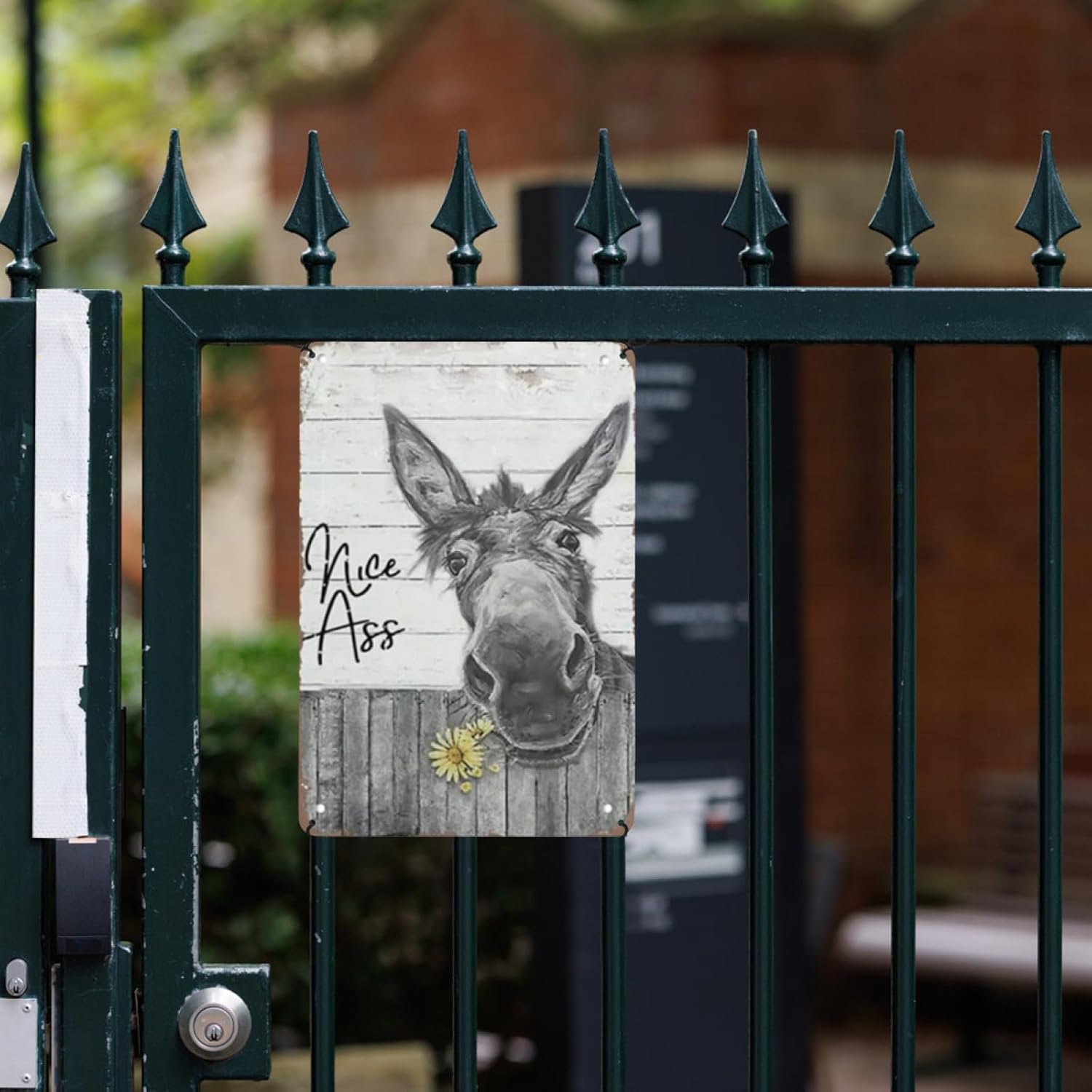 Letrero de hojalata con diseño de burro divertido, decoración de casa de campo, carteles vintage de burro, póster de metal retro, póster de bar,