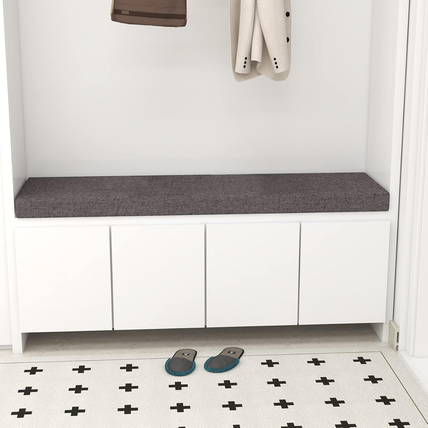 ROFIELTY Cojín de banco de 47 pulgadas, cojines de banco duraderos para muebles de interior, cojines de asiento antideslizantes para ventana de