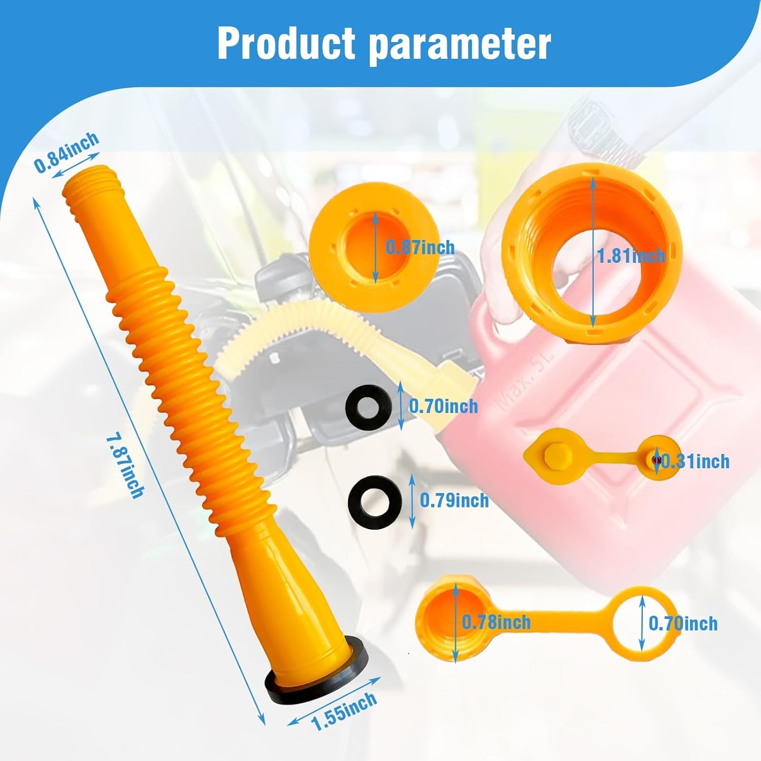 ZKFAR 1 kit de desviador de boquilla de tanque de gasolina para automóvil, rosca hexagonal antideslizante, tubo grueso antideslizante, tapa de