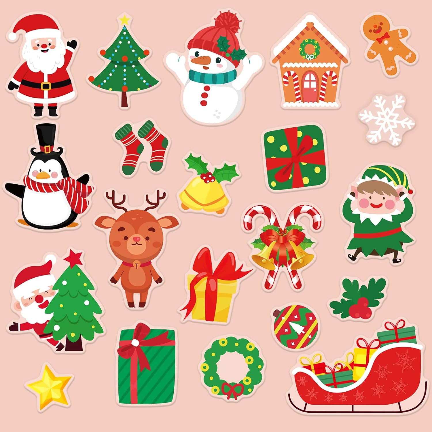 40 calcomanías de gel grueso de Navidad para invierno, Navidad, para niños, niños pequeños y adultos, hogar, avión, aula, guardería, suministros de