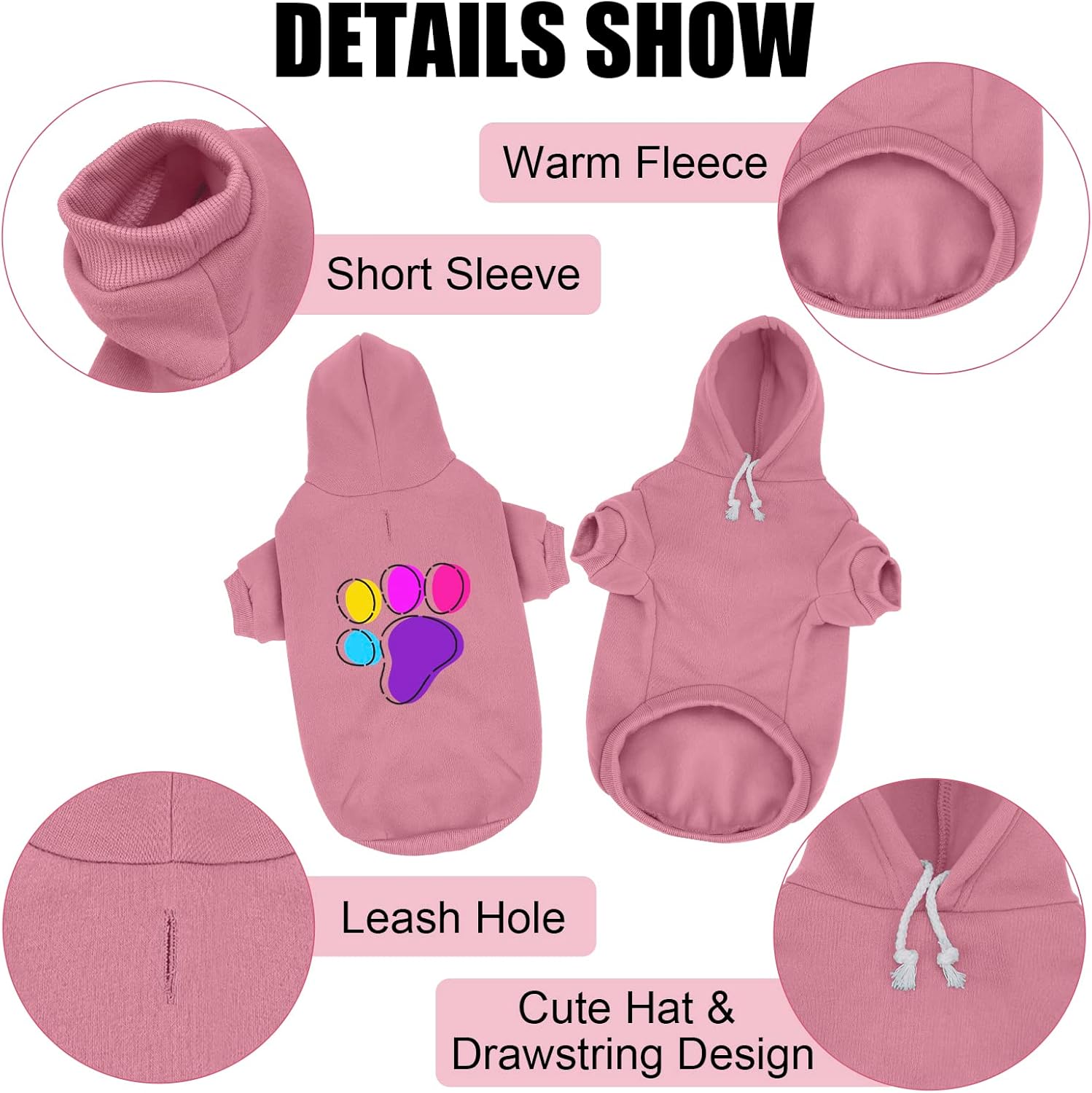 Atdesk Sudadera personalizada con capucha para perro, sudadera de forro polar con capucha para perro, suéter cálido para mascotas, abrigo de gato