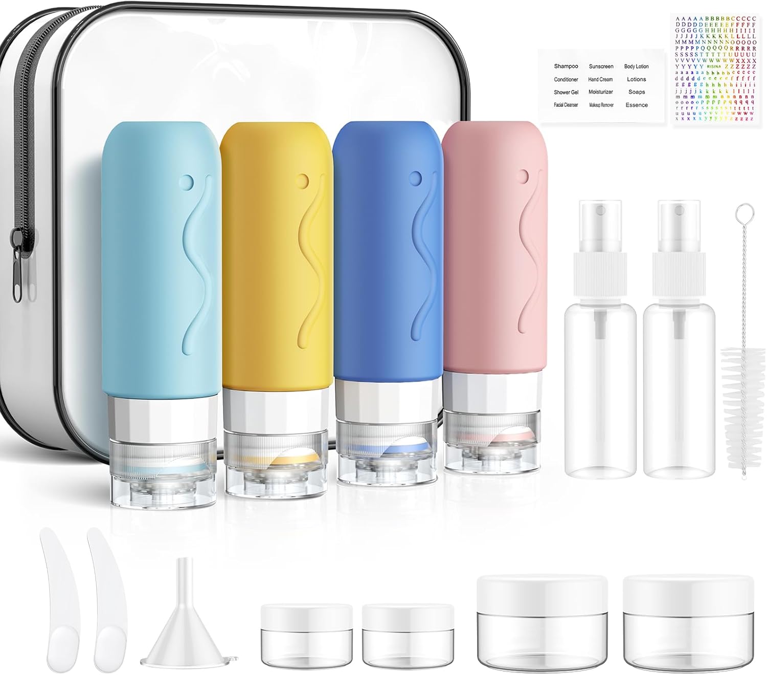 Kits de envases cosméticos recargables para champú, gel de baño, loción de manos, limpiador facial, crema