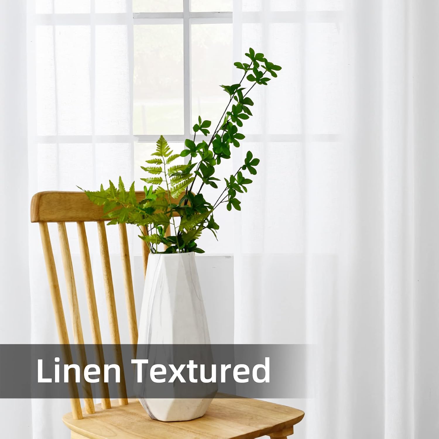 Youleyar Cortinas traslúcidas de lino natural, cortinas de ventana con ojales en la parte superior, cortinas de mezcla de lino reductora de luz para