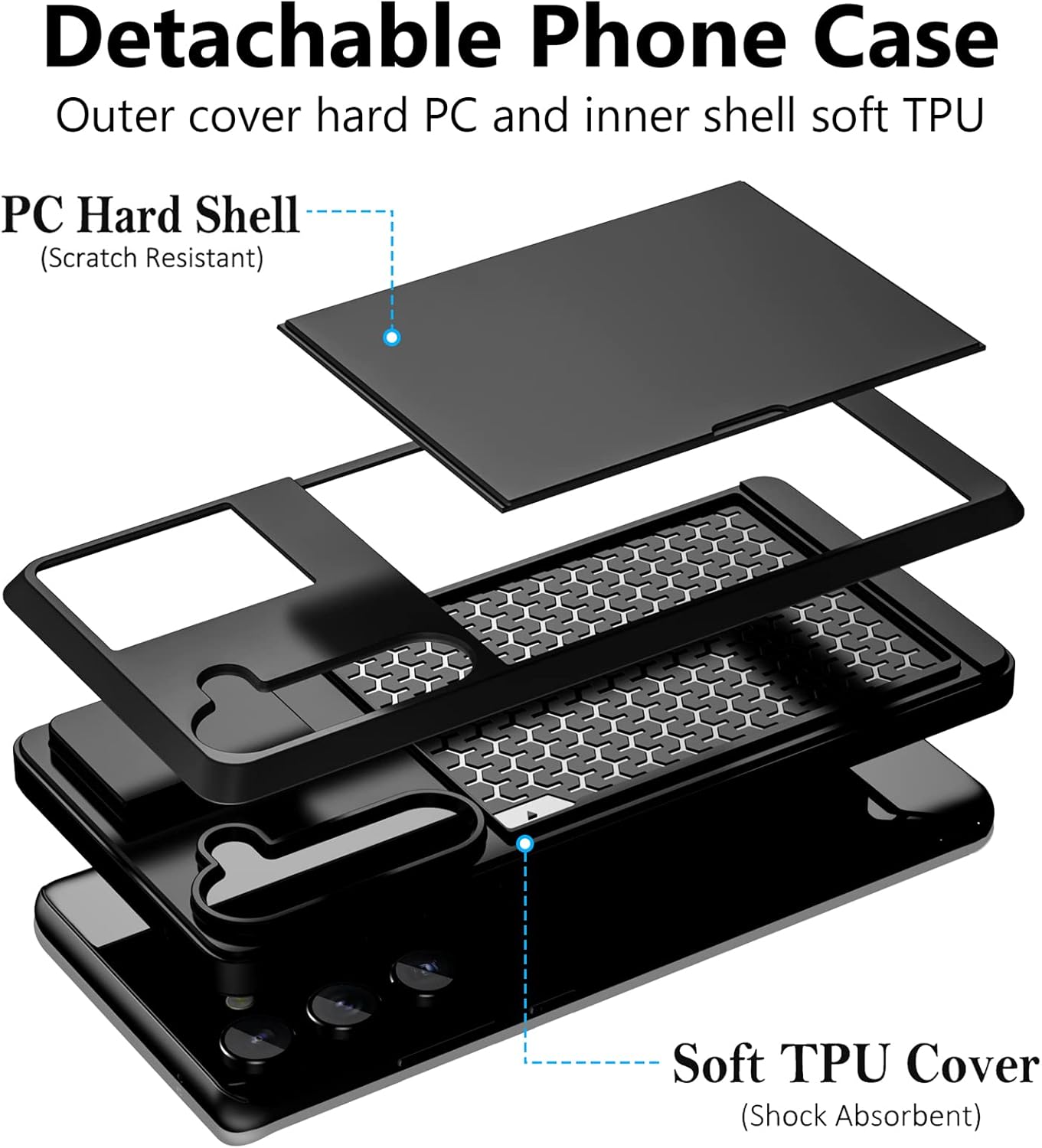 Vofolen Funda para Samsung Galaxy S23, tarjetero para tarjeta de crédito, ranura para identificación, puerta corredera, bolsillo oculto, para