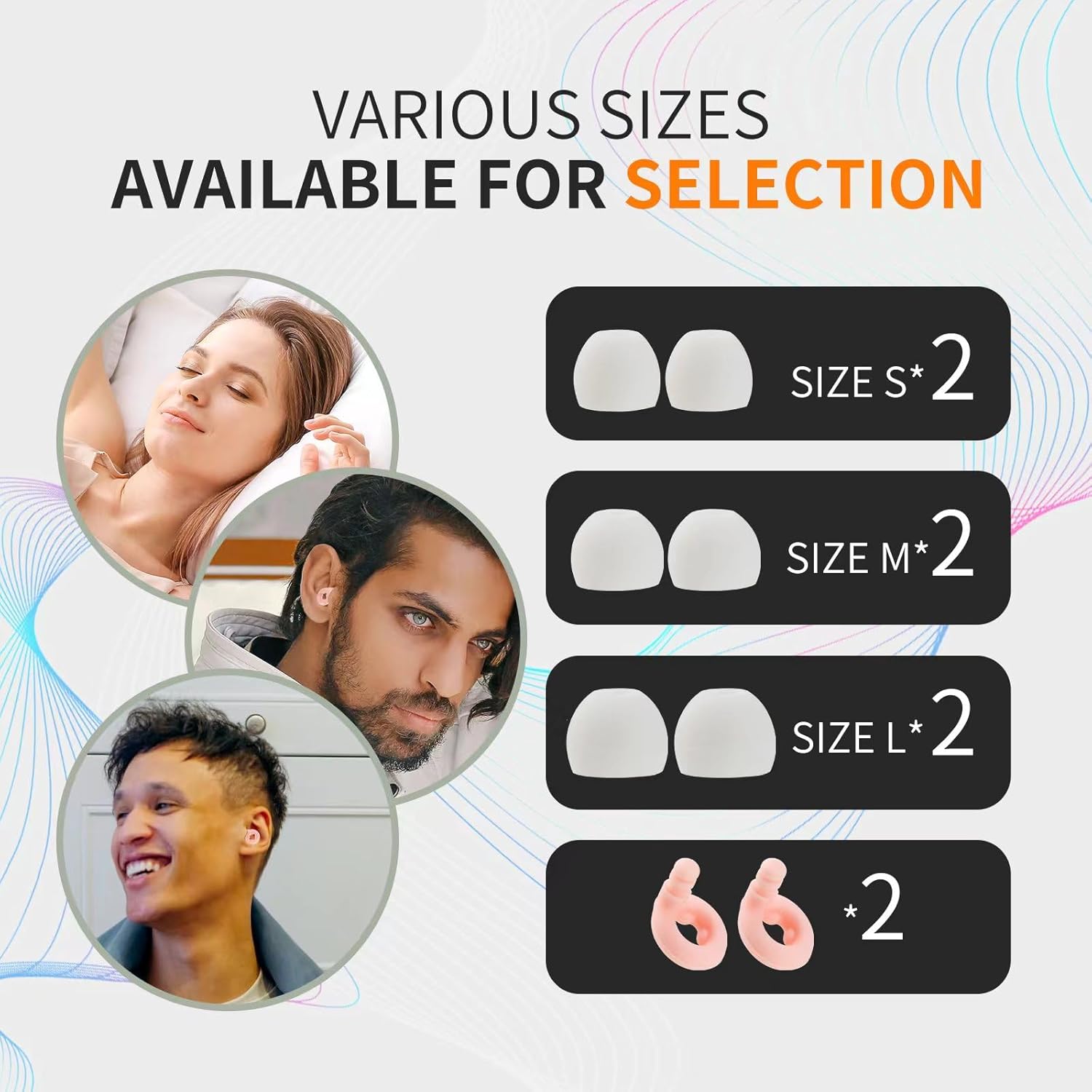 Tapones para los oídos ultra cómodos, de alta NRR 27 dB, ideales para dormir, estudiar, trabajar, viajes y conciertos, 3 tamaños de tapón para los