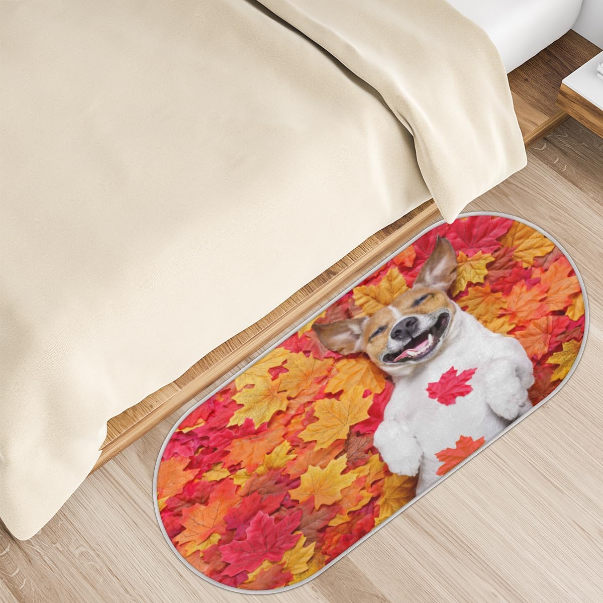 Maple Leaf – Tapete de baño de espuma viscoelástica para perro, suave, acogedor, absorbente de agua, antideslizante, tapete de baño de terciopelo
