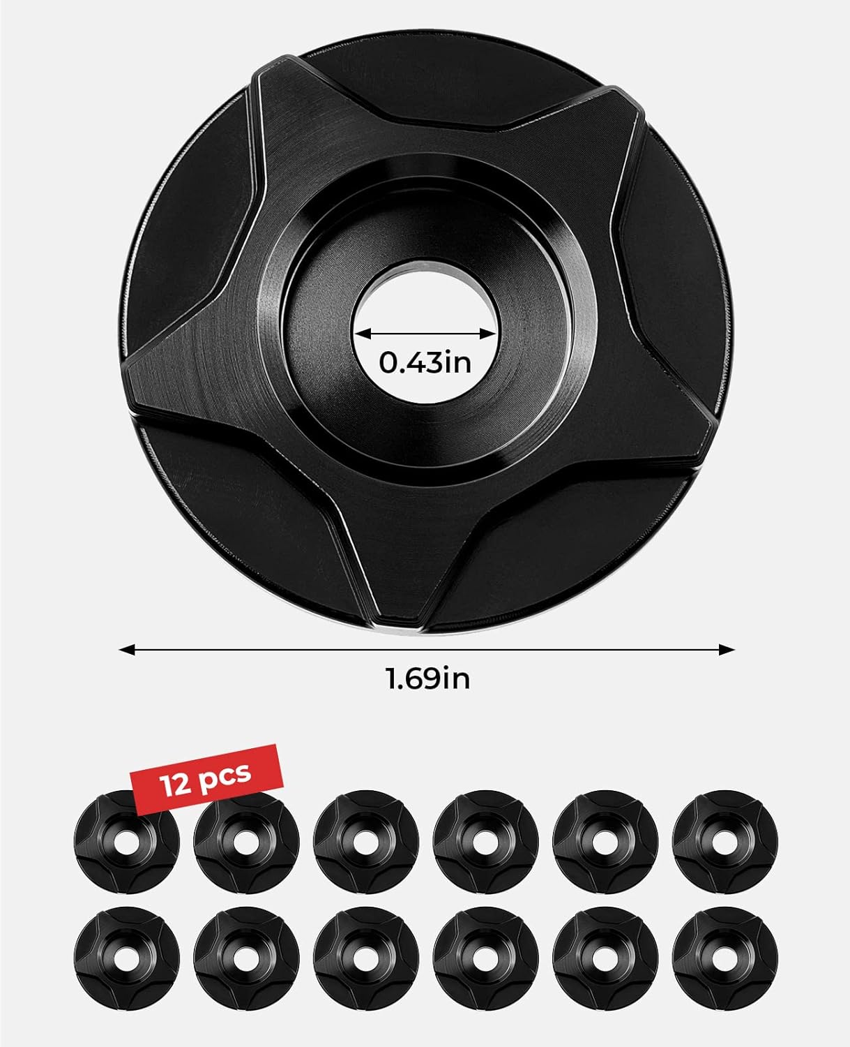 KEMIMOTO Arandelas Verge de colores compatibles con motocicletas Grom 2022, 2023, 2024, juego completo de aluminio, 12 piezas (negro)