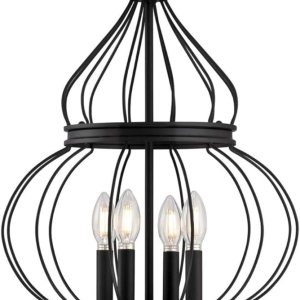 Westinghouse Lighting 6368600 Salma – Candelabro de interior con cuatro luces, acabado negro mate Westinghouse Lighting 6368600 Salma – Candelabro de interior con cuatro luces, acabado negro mate