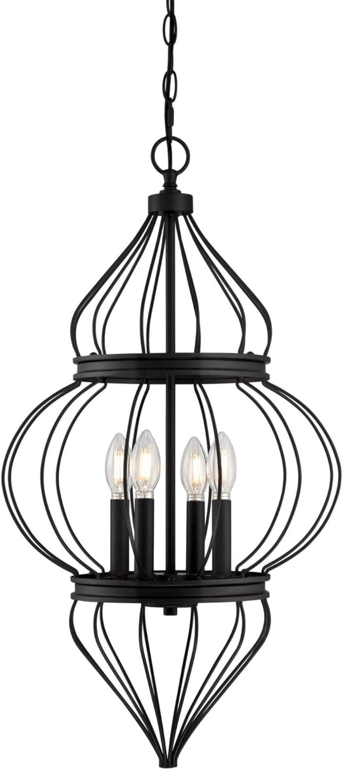 Westinghouse Lighting 6368600 Salma – Candelabro de interior con cuatro luces, acabado negro mate