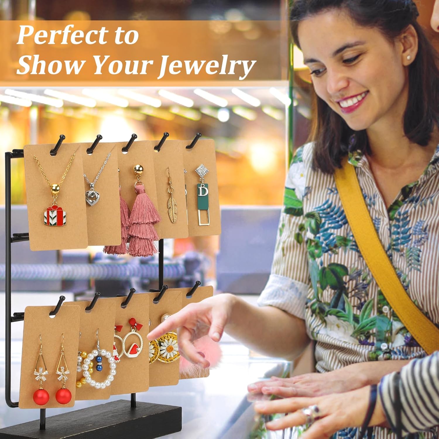 ovsor 850 tarjetas de exhibición de pendientes y 500 bolsas para aretes y collares y embalaje de joyas
