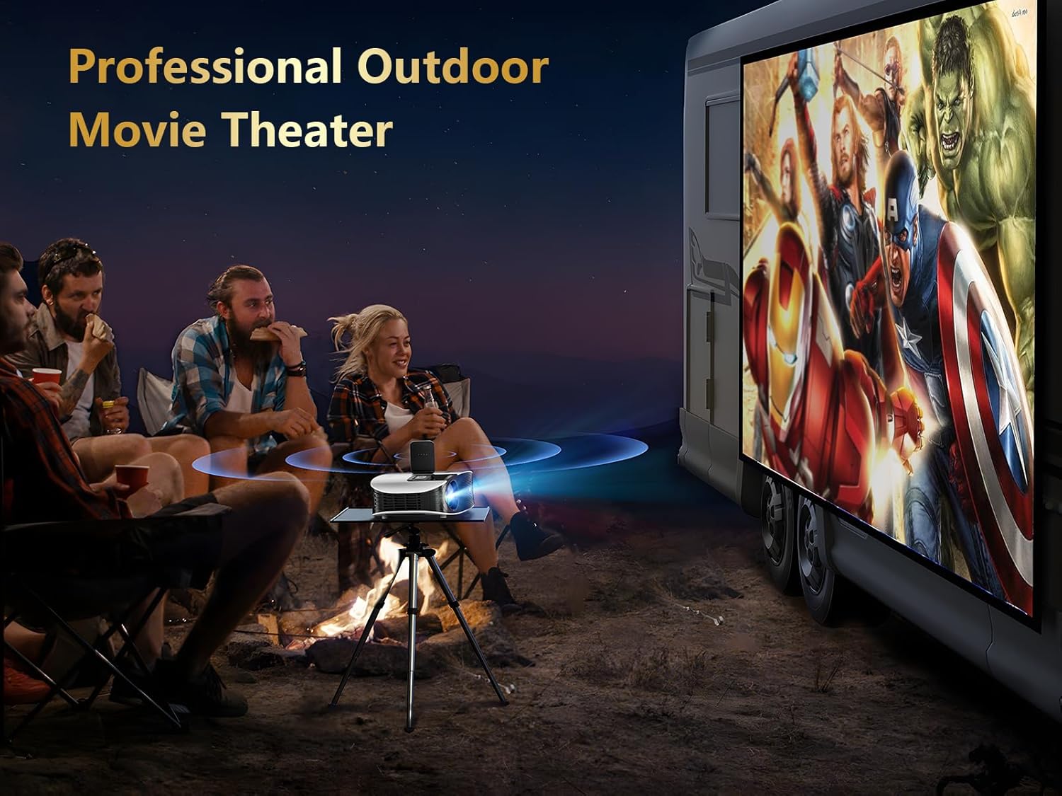 GooDee Proyector inteligente 4K con WiFi 5G y Bluetooth, certificado NetflixAmazn Prime Video, Dolby Audio, proyector exterior 800ANSI, proyector de