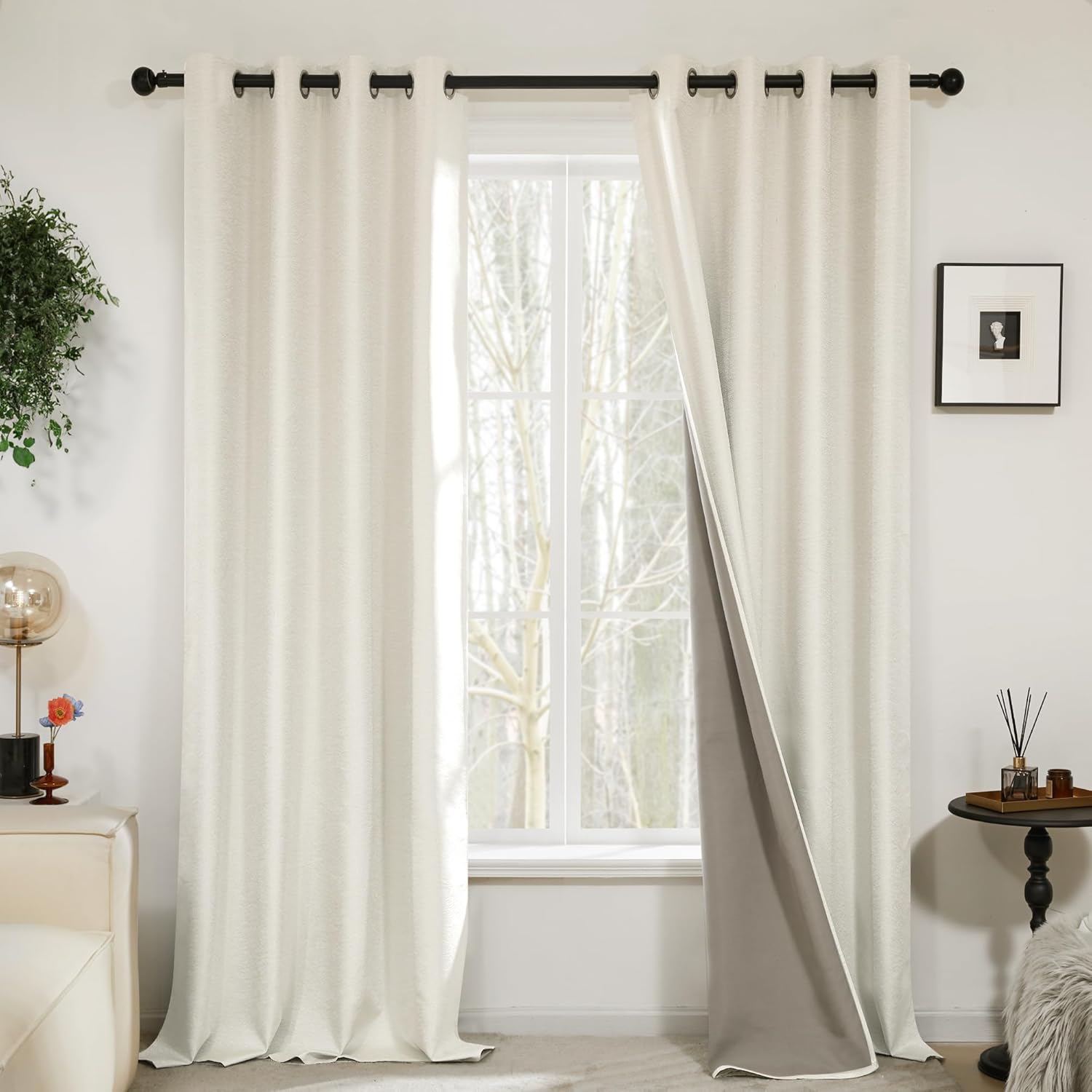 Deconovo Cortinas 100% opacas de 96 pulgadas de largo, cortinas opacas para dormitorio, cortinas jacquard, cortinas de sala de estar de 96 pulgadas,