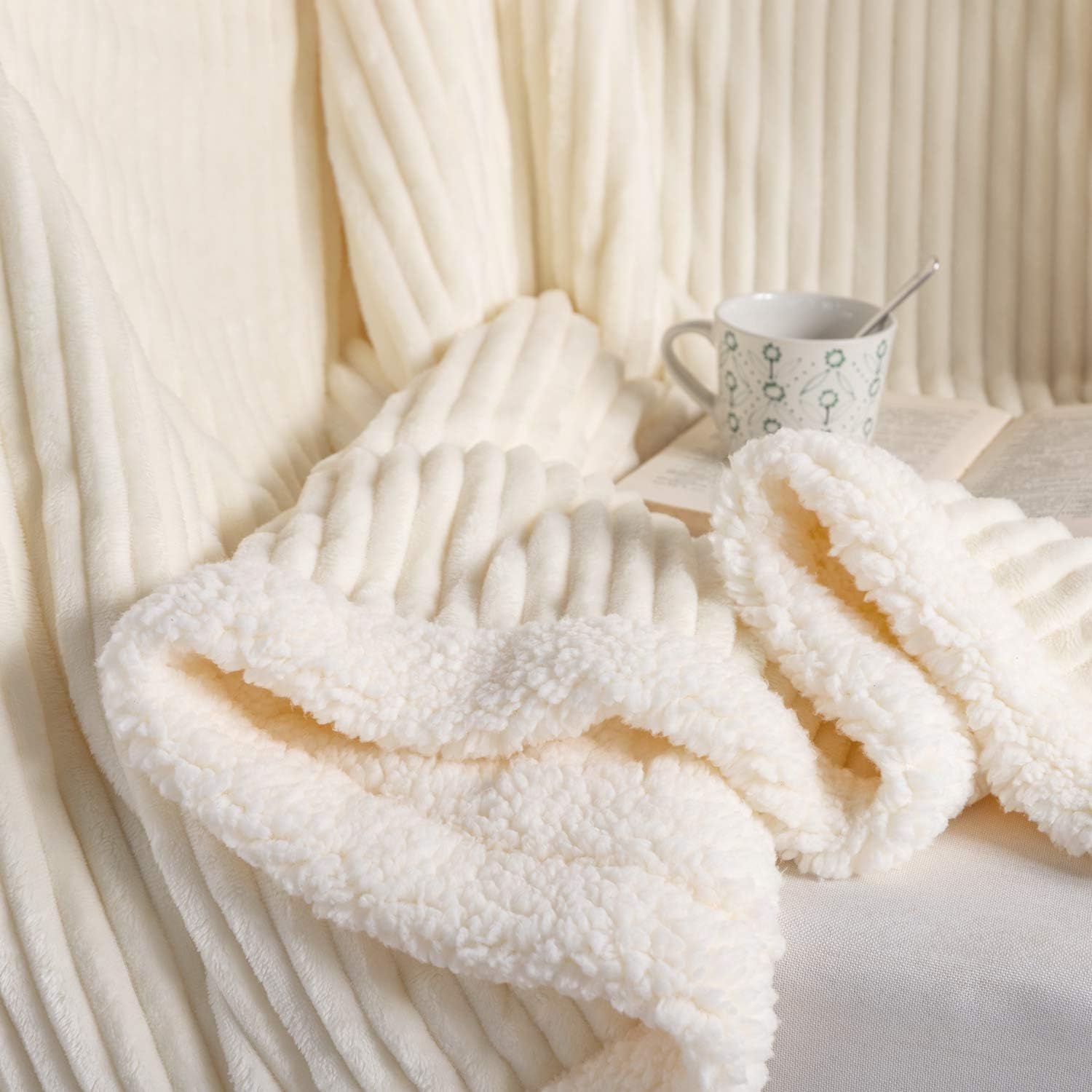DISSA – Manta de tela polar sherpa, suave y mullida, cálida y acogedora, ideal para todas las estaciones, para sofá, cama, sillón