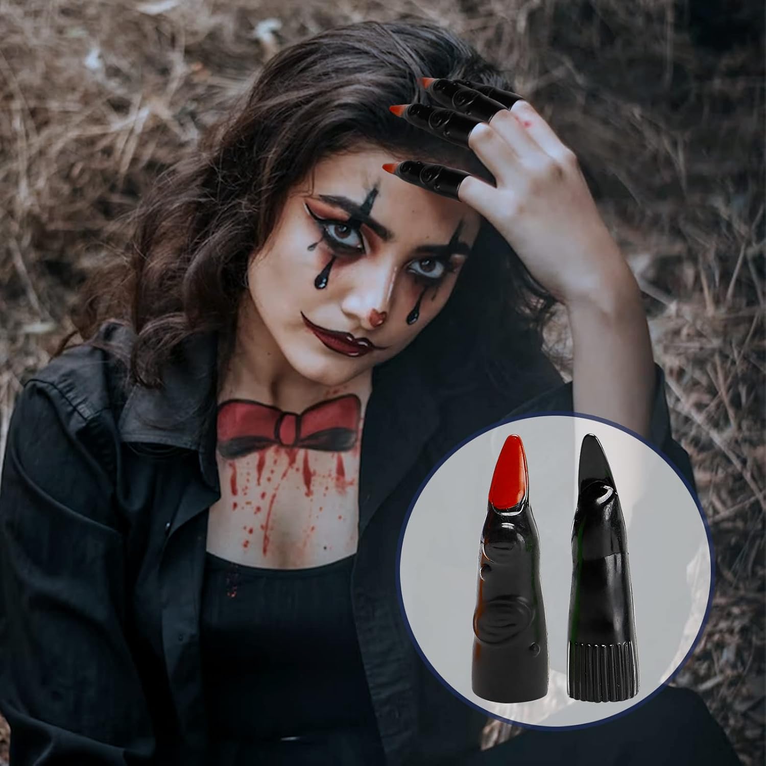 30 dedos de bruja falsos de plástico, coloridos para niños, para leer Halloween, dedos de bruja para fiesta, cosplay, accesorio de disfraz de 5