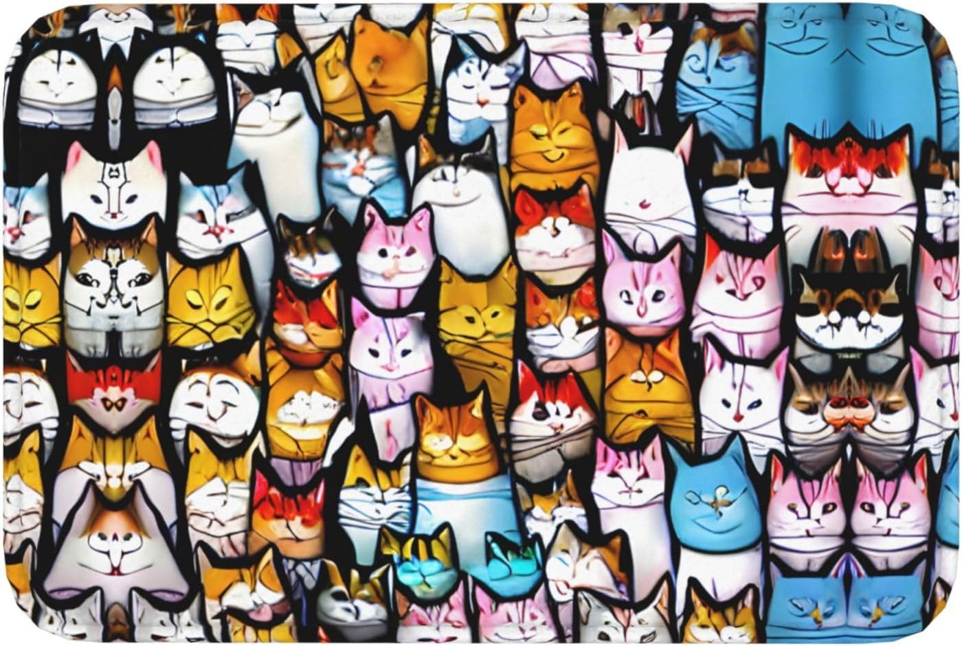 Felpudo de puerta con diseño de gatos de dibujos animados, para exteriores, para el piso de entrada del hogar, fácil de limpiar, felpudos de patio,