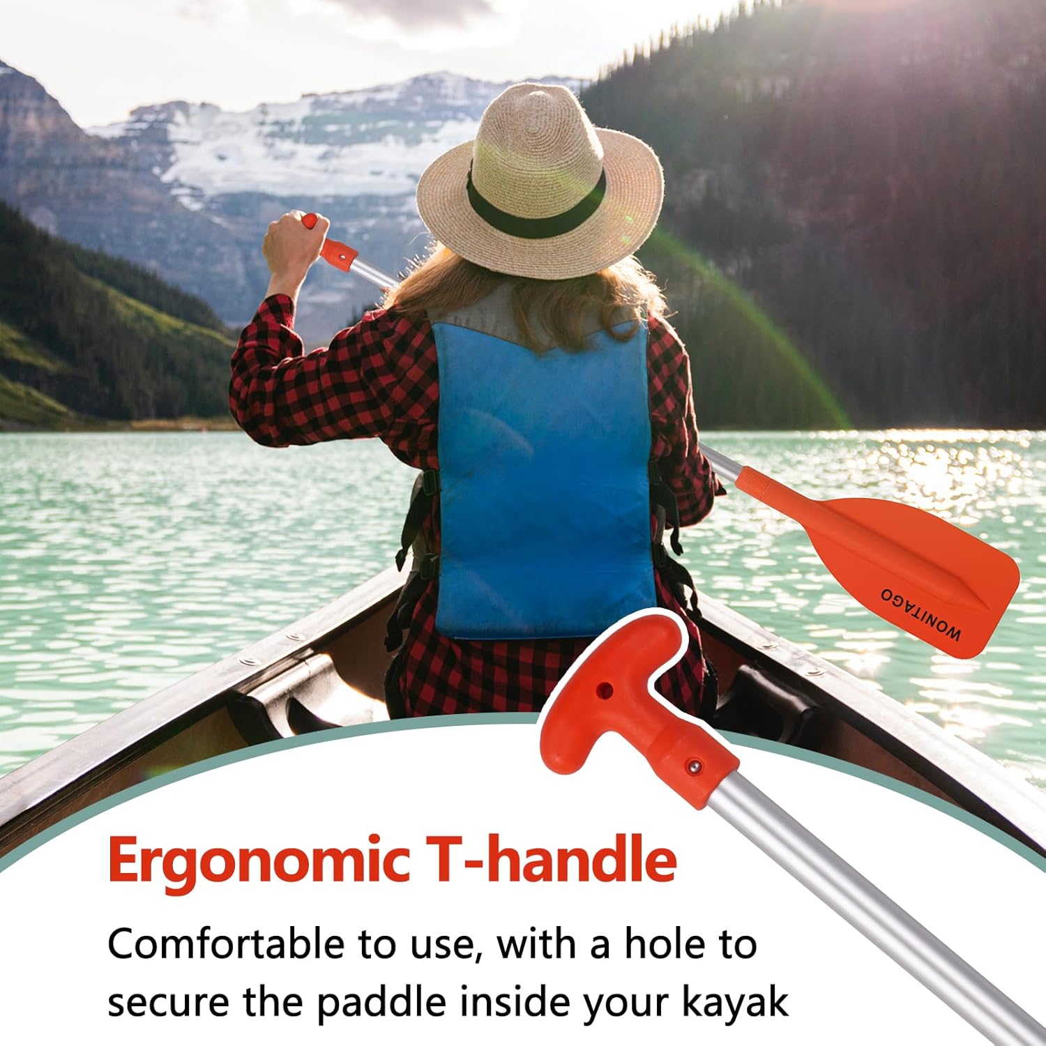 Remo telescópico de emergencia para kayak, remo flotante de aluminio con cuchillas de plástico para kayak, canoa, barco, 40.9 in41 pulgadas