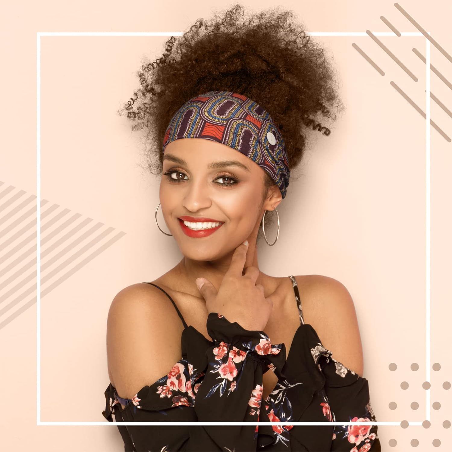 Chuangdi 6 diademas con botones para máscara, turbante de nudo bohemio africano, diademas elásticas para enfermeras, accesorios para el cabello de
