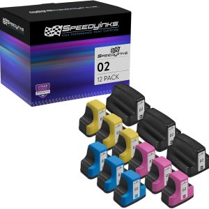 SPEEDYINKS Repuesto remanufacturado para cartuchos de tinta HP 02 con chip inteligente (3 negros, 3 cian, 3 magenta, 3 amarillos, paquete de 12) SPEEDYINKS Repuesto remanufacturado para cartuchos de tinta HP 02 con chip inteligente (3 negros, 3 cian, 3 magenta, 3 amarillos, paquete de 12)