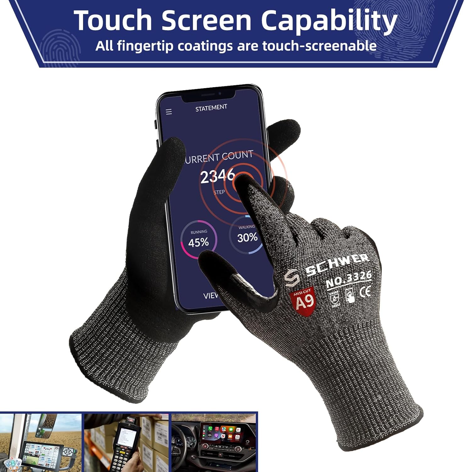 Schwer Guantes de trabajo resistentes a cortes de más alto nivel para protección extrema, guantes de trabajo ANSI A9 con revestimiento de nitrilo