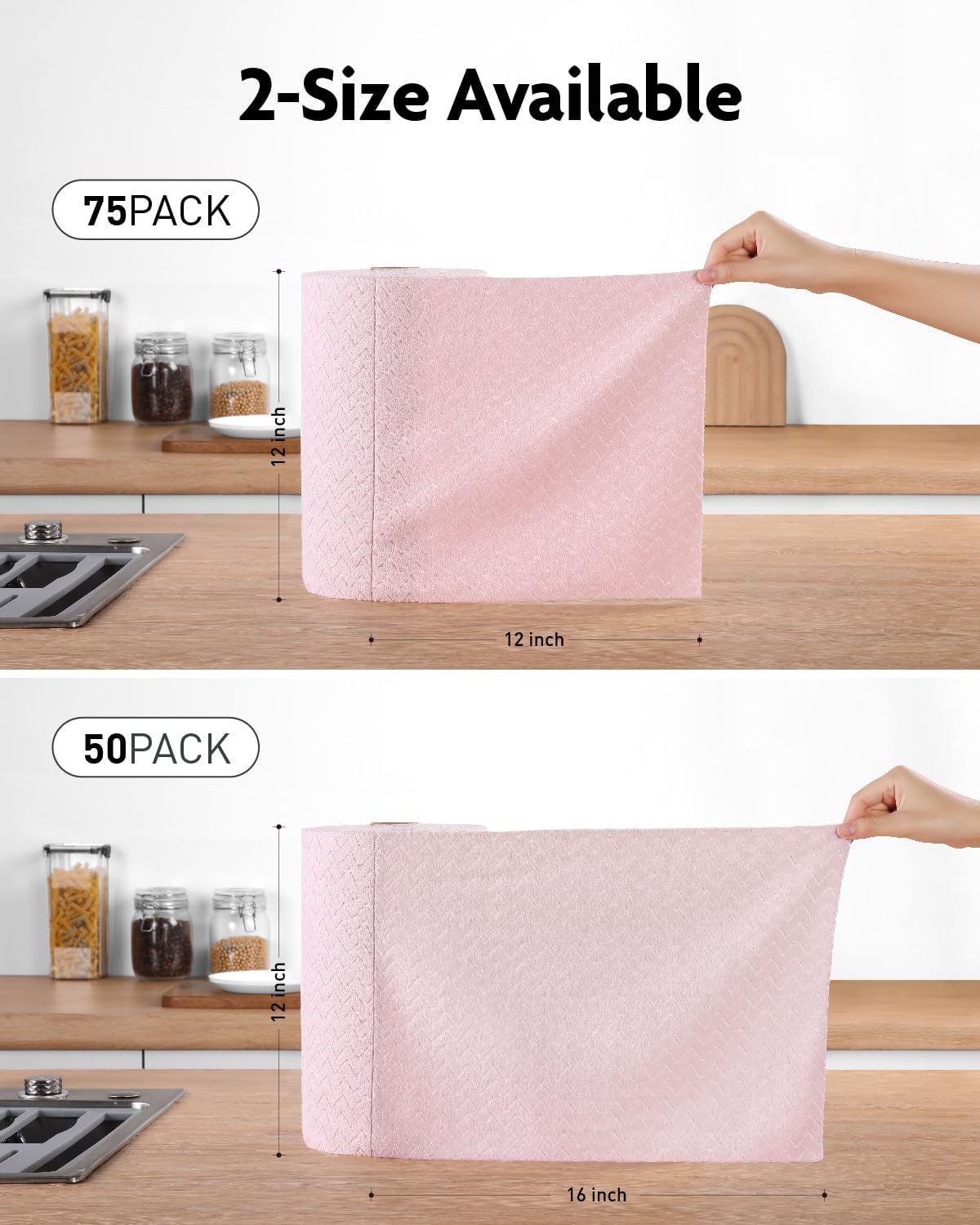 Fantasticlean Rollo de paño de limpieza de microfibra, paquete de 75 toallas de 7.05 ozm, 12 x 12 pulgadas, trapos reutilizables y lavables