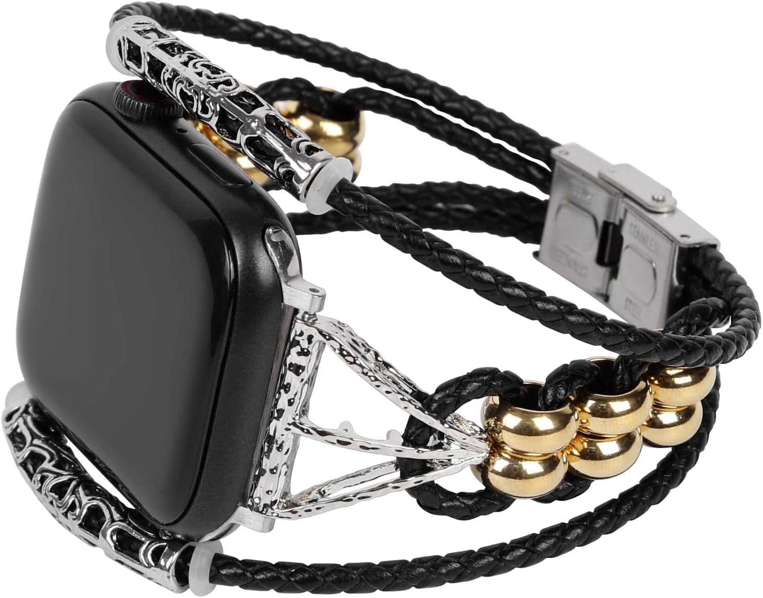 WONJOY Correa de cuero bohemia compatible con Apple Watch de 1.772 in 1.732 in 1.654 in 1.614 in 1.575 in 1.496 in 1.929 in iWatch Series