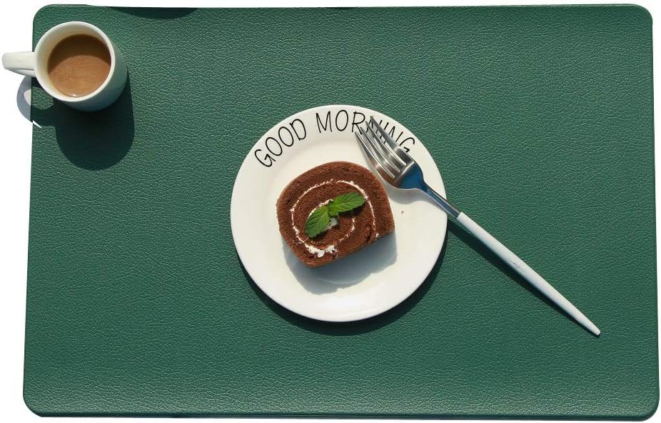 TRENDY Mooon – Manteles individuales de piel sintética para mesa de comedor, manteles de poliuretano, resistentes al calor y a las manchas,